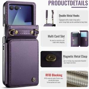 Samsung Galaxy Z Flip 7 Wallet Case with RFID Blocking and 4 Credit Card Holder