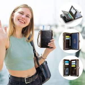 Passport Holder Wallet Bag with 11 Card Slots