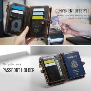 Passport Holder Wallet Bag with 11 Card Slots