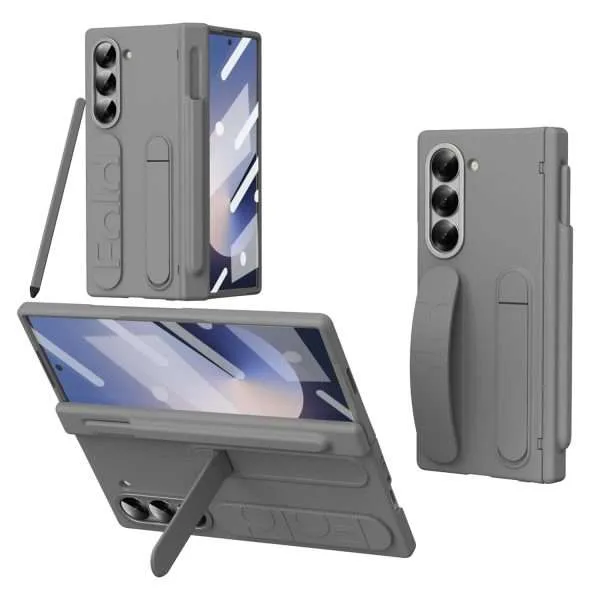 for Samsung Galaxy Z Fold 7 Protect Case with Wristband Stand,Bulit-in Hinge Protection, Screen & Lens Protection Shockproof Full Body Drop Fall Protection.(Blue)