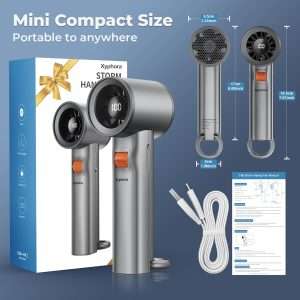 Portable Handheld Turbo Fan for Outdoor,5000mah Mini Handheld Personal Pocket Fan for Powerful Airflow Wind ,Camping-Grey