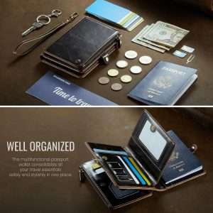 Passport Holder Wallet Bag with 11 Card Slots