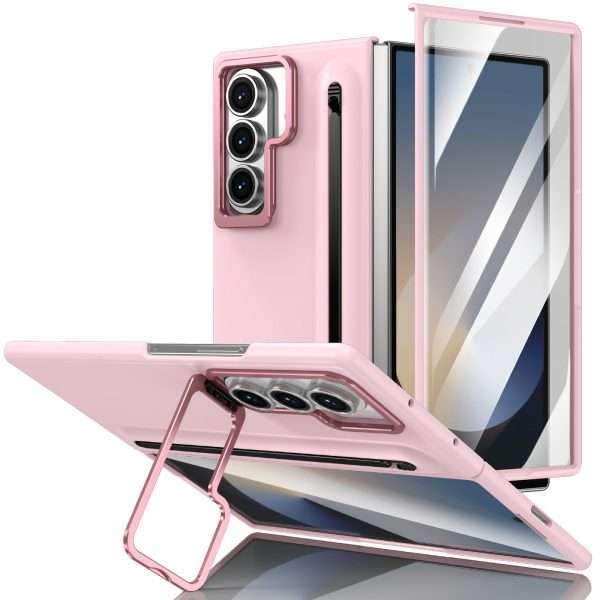 for Samsung Galaxy Z Fold 7 Protect Case with Slim S Pen Slot & Capacitance Pen, Lens Stand and Bulit-in Screen Protection & Hinge Protection Full Body Drop Fall Protection(DarkBlue)