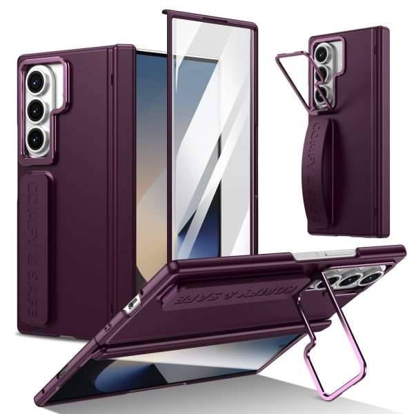 for Samsung Galaxy Z Fold 7 Protect Case with Wristband & Lens Stand,Bulit-in Screen & Hinge Protection Shockproof Full Body Drop Fall Protection.(Blue)