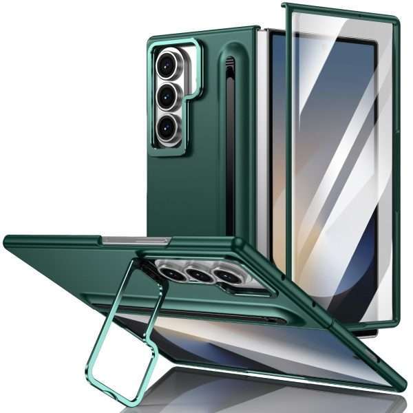 for Samsung Galaxy Z Fold 7 Protect Case with Slim S Pen Slot & Capacitance Pen, Lens Stand and Bulit-in Screen Protection & Hinge Protection Full Body Drop Fall Protection(DarkBlue)