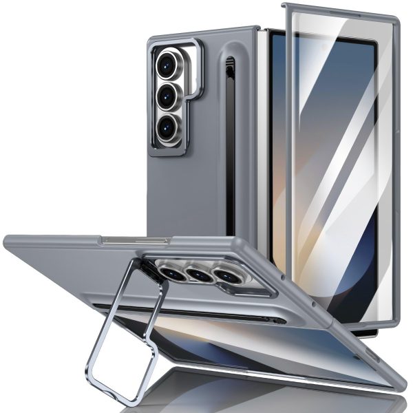 for Samsung Galaxy Z Fold 7 Protect Case with Slim S Pen Slot & Capacitance Pen, Lens Stand and Bulit-in Screen Protection & Hinge Protection Full Body Drop Fall Protection(DarkBlue)