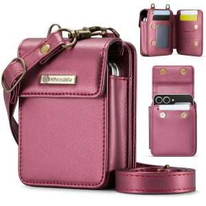 Flip Wallet Bag with 5 Card Slots Cash Solt Zipper Pocket