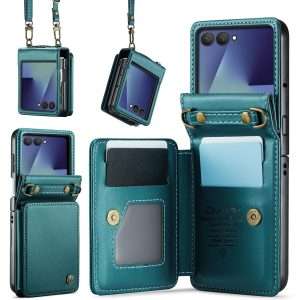 Samsung Galaxy Z Flip 7 Wallet Case with RFID Blocking and 4 Credit Card Holder