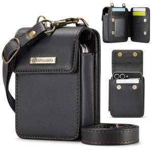 Flip Wallet Bag with 5 Card Slots Cash Solt Zipper Pocket