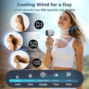 Portable Handheld Turbo Fan for Outdoor,5000mah Mini Handheld Personal Pocket Fan for Powerful Airflow Wind ,Camping-Grey