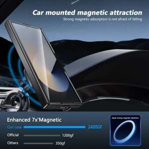 Samsung Galaxy Z Fold 7 Case with Magnetic Ring Holder, 360 Rotating Bracket, Hinge Protection