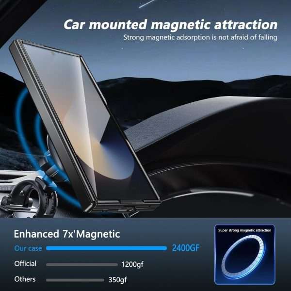 for Samsung Galaxy Z Fold 7 Case with Magnetic Ring Holder, 360 Rotating Bracket, Hinge Protection & Built-in Front Screen Protector, Slim Anti-Drop Shockproof Case.(Red)