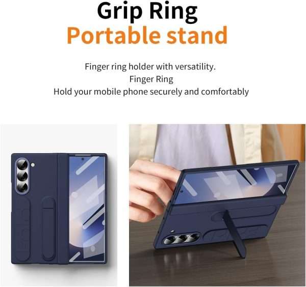 for Samsung Galaxy Z Fold 7 Protect Case with Wristband Stand,Bulit-in Hinge Protection, Screen & Lens Protection Shockproof Full Body Drop Fall Protection.(Blue)