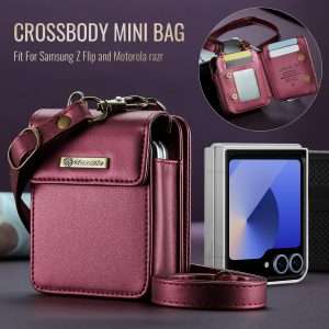 Flip Wallet Bag with 5 Card Slots Cash Solt Zipper Pocket