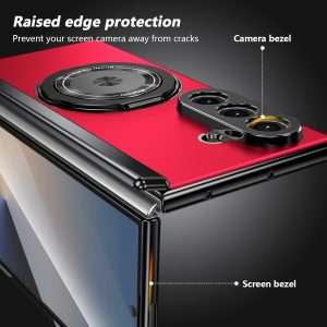 Samsung Galaxy Z Fold 7 Case with Magnetic Ring Holder, 360 Rotating Bracket, Hinge Protection