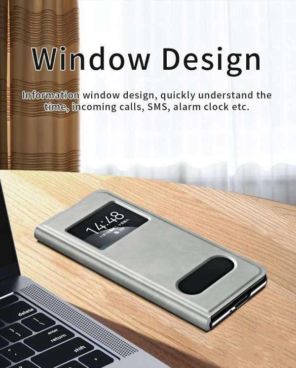 for Samsung Galaxy Z Fold 7 Maghetic Flip Folding Case, Open Window Design, High Luxurious Business Napa Leather Hidden Kickstand Full Body Hinge Protective Slim Cover - Blue