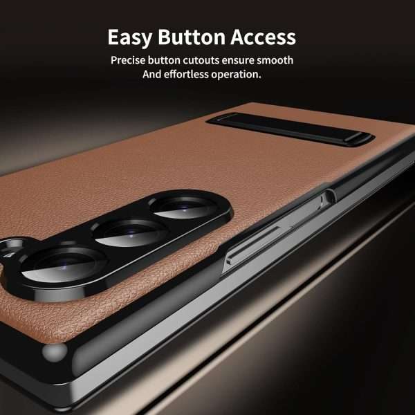 for Samsung Galaxy Z Fold 7 Maghetic Flip Folding Case, Multi-Angle Bracket, High Classy Luxurious Business Leather, Full Body Hinge Protective Slim Cover.(Brown)