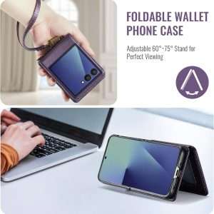 Samsung Galaxy Z Flip 7 Wallet Case with RFID Blocking and 4 Credit Card Holder