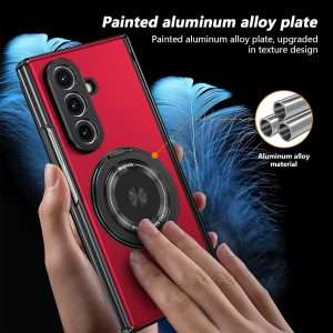 Samsung Galaxy Z Fold 7 Case with Magnetic Ring Holder, 360 Rotating Bracket, Hinge Protection