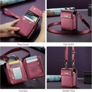 Flip Wallet Bag with 5 Card Slots Cash Solt Zipper Pocket