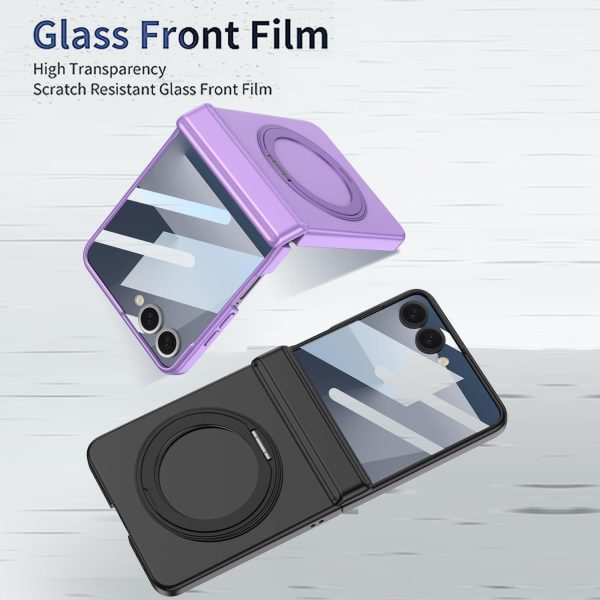 Samsung Galaxy Z Flip 7/6/5 Case with 360 Bracket Ring Holder Magnetic Hinge Protection & Built-in Front Screen Protector, Slim Texture Shockproof Case. - Image 9
