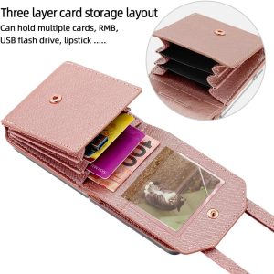 for Samsung Galaxy Z Flip 7 Accordion Crossbody Wallet Case, Card Slots Large Capacity, Photo Window, Stylish and Versatile Accessory.(Rose Gold)