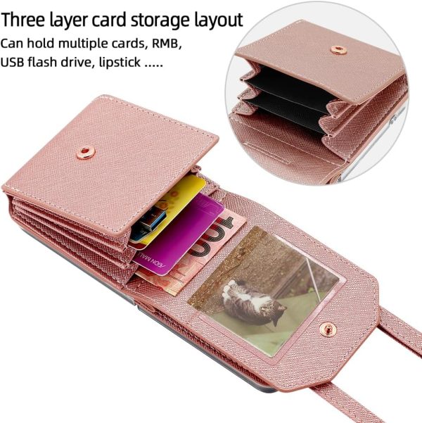 for Samsung Galaxy Z Flip 7 Accordion Crossbody Wallet Case, Card Slots Large Capacity, Photo Window, Stylish and Versatile Accessory.(Rose Gold)