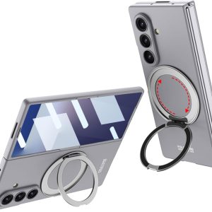 for Samsung Galaxy Z Fold 7 Case with Magnetic Ring Holder, 360 Rotating Bracket, Built-in Front Screen Len Protector,Slim Anti-Drop Shockproof Case.(Cool Grey)