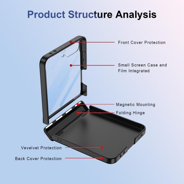 Samsung Galaxy Z Flip 7/6/5 Case with 360 Bracket Ring Holder Magnetic Hinge Protection & Built-in Front Screen Protector, Slim Texture Shockproof Case. - Image 7
