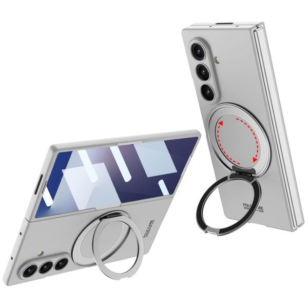 for Samsung Galaxy Z Fold 7 Case with Magnetic Ring Holder, 360 Rotating Bracket, Built-in Front Screen Len Protector,Slim Anti-Drop Shockproof Case.(Cool Grey)