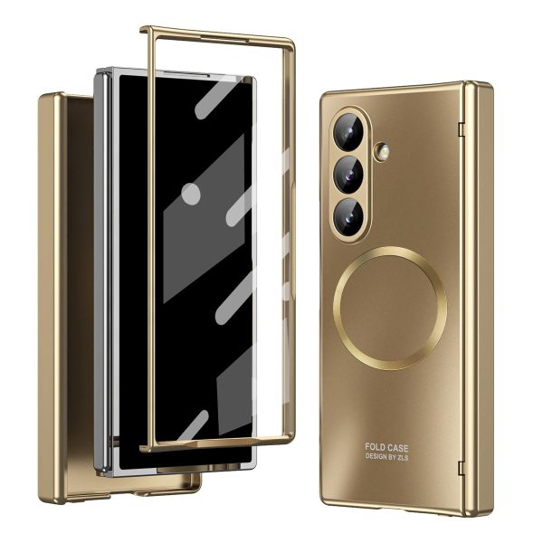 for Samsung Galaxy Z Fold 7 Case with Frosted Plating Non-Stick Fingerprint,Hinge & Front Screen Protector - Sleek Luxury and Nobility Design, Folding Completely 360 Full Protection(Silver)