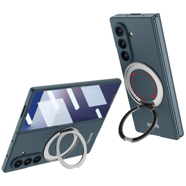 for Samsung Galaxy Z Fold 7 Case with Magnetic Ring Holder, 360 Rotating Bracket, Built-in Front Screen Len Protector,Slim Anti-Drop Shockproof Case.(Cool Grey)