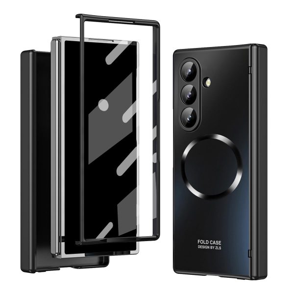 for Samsung Galaxy Z Fold 7 Case with Frosted Plating Non-Stick Fingerprint,Hinge & Front Screen Protector - Sleek Luxury and Nobility Design, Folding Completely 360 Full Protection(Silver)