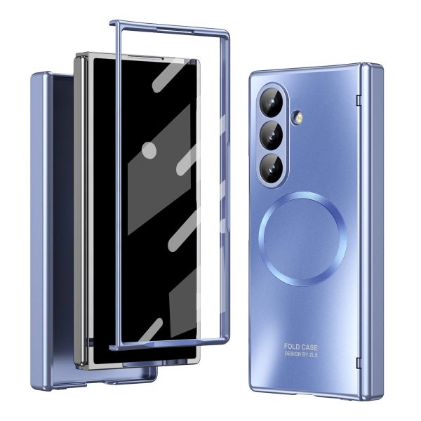 for Samsung Galaxy Z Fold 7 Case with Frosted Plating Non-Stick Fingerprint,Hinge & Front Screen Protector - Sleek Luxury and Nobility Design, Folding Completely 360 Full Protection(Silver)