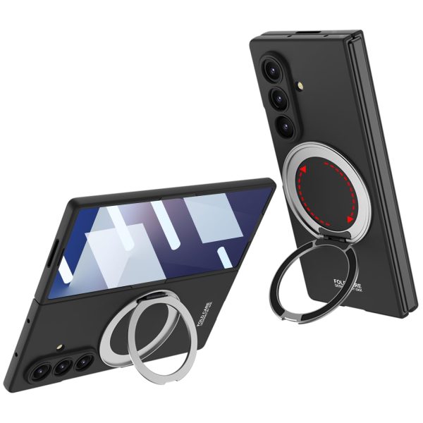 for Samsung Galaxy Z Fold 7 Case with Magnetic Ring Holder, 360 Rotating Bracket, Built-in Front Screen Len Protector,Slim Anti-Drop Shockproof Case.(Cool Grey)