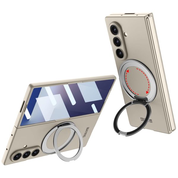 for Samsung Galaxy Z Fold 7 Case with Magnetic Ring Holder, 360 Rotating Bracket, Built-in Front Screen Len Protector,Slim Anti-Drop Shockproof Case.(Cool Grey)