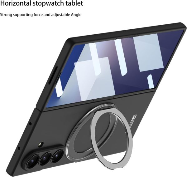 for Samsung Galaxy Z Fold 7 Case with Magnetic Ring Holder, 360 Rotating Bracket, Built-in Front Screen Len Protector,Slim Anti-Drop Shockproof Case.(Cool Grey)