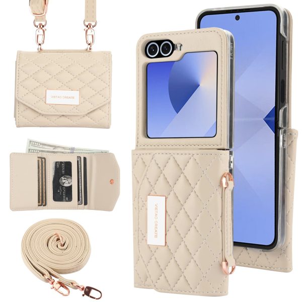 for Samsung Galaxy Z Flip 7 Wallet Case with Built-in Leather Cash Slot and Credit Card Holder, Adjustable Crossbody Strap, Hinge Protection for Women Ladies.(Red)