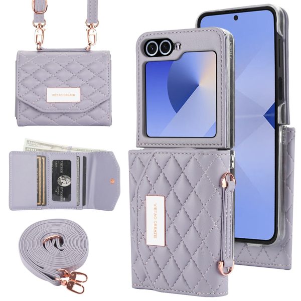 for Samsung Galaxy Z Flip 7 Wallet Case with Built-in Leather Cash Slot and Credit Card Holder, Adjustable Crossbody Strap, Hinge Protection for Women Ladies.(Red)