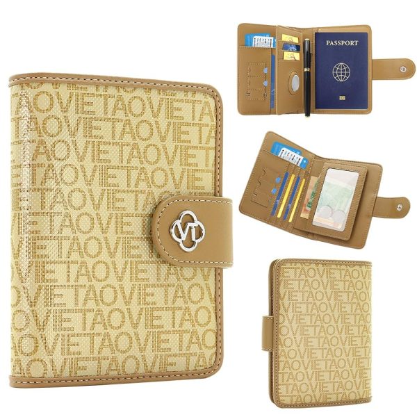 Passport Holder Wallet Bag with AirTag Holder, Card Slots and Passport Solt Ticket Cash Solt, Photo Solt Sim Card Pen Slot.Brown