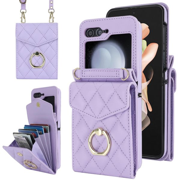 for Samsung Galaxy Z Flip 7 Wallet Phone Case with Ring and Adjustable Crossbody Strap, Stylish and Muti-funtional Accordion Style Flip Case with 4 Card Slots .（Green）