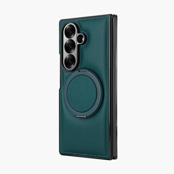 Samsung Galaxy Z Fold 7 Case with Magnetic Ring Holder, 360 Rotating Bracket, Built-in Front Screen Protector, Slim Anti-Drop Shockproof Case