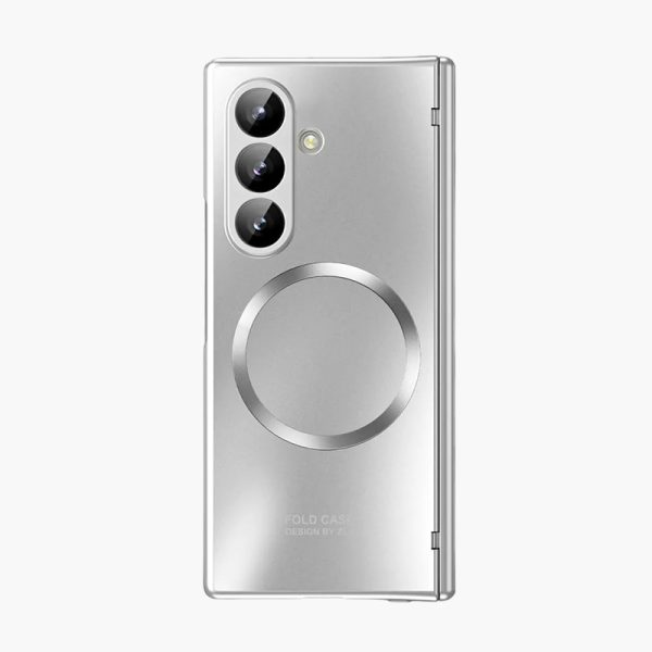Samsung Galaxy Z Fold 7 Case with Frosted Plating Non-Stick Fingerprint,Hinge & Front Screen Protector - Sleek Luxury and Nobility Design, Folding Completely 360 Full Protection(Silver)