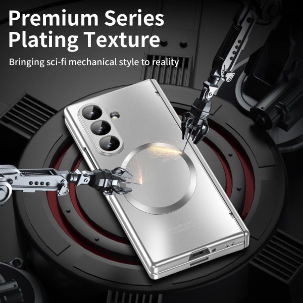 for Samsung Galaxy Z Fold 7 Case with Frosted Plating Non-Stick Fingerprint,Hinge & Front Screen Protector - Sleek Luxury and Nobility Design, Folding Completely 360 Full Protection(Silver)