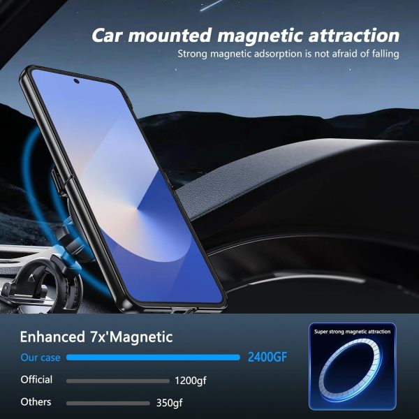 for Samsung Galaxy Z Flip 7 Case with Magnetic Ring Holder, 360 Rotating Bracket, Hinge Protection & Built-in Front Screen Protector, Slim Anti-Drop Shockproof Case.(Gold)