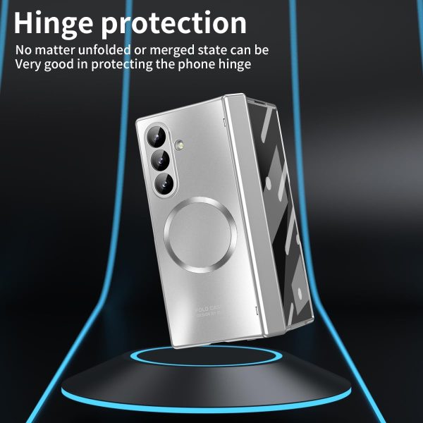 for Samsung Galaxy Z Fold 7 Case with Frosted Plating Non-Stick Fingerprint,Hinge & Front Screen Protector - Sleek Luxury and Nobility Design, Folding Completely 360 Full Protection(Silver)