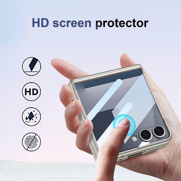 Samsung Galaxy Z Flip 7/6/5 Case with 360 Bracket Ring Holder Magnetic Hinge Protection & Built-in Front Screen Protector, Slim Texture Shockproof Case. - Image 3