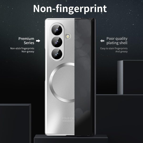 for Samsung Galaxy Z Fold 7 Case with Frosted Plating Non-Stick Fingerprint,Hinge & Front Screen Protector - Sleek Luxury and Nobility Design, Folding Completely 360 Full Protection(Silver)