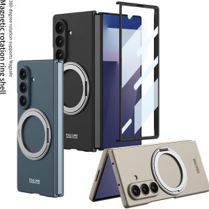for Samsung Galaxy Z Fold 7 Case with Magnetic Ring Holder, 360 Rotating Bracket, Built-in Front Screen Len Protector,Slim Anti-Drop Shockproof Case.(Cool Grey)