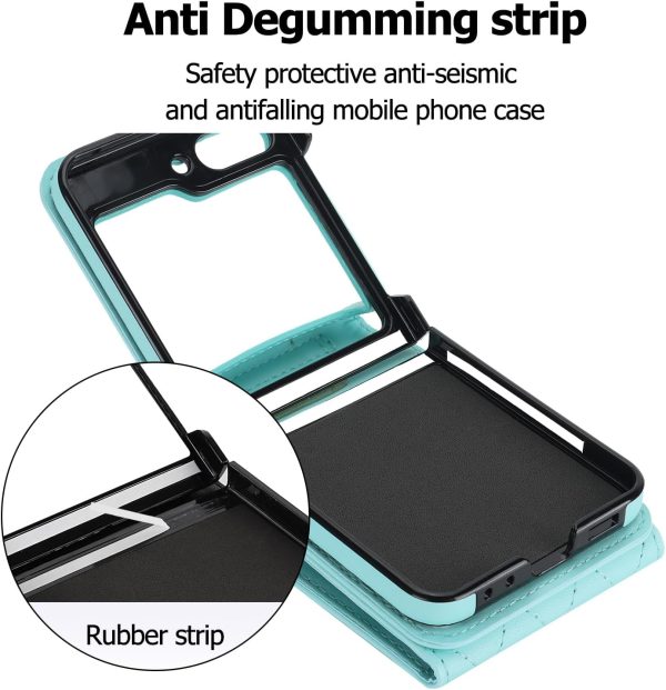 for Samsung Galaxy Z Flip 7 Wallet Phone Case with Ring and Adjustable Crossbody Strap, Stylish and Muti-funtional Accordion Style Flip Case with 4 Card Slots .（Green）